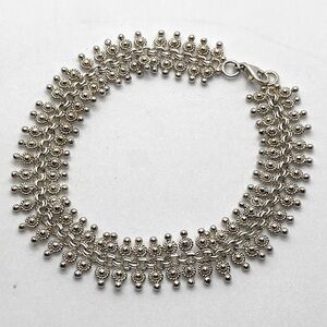 Vtg Sterling Silver Middle Eastern Ball Bead Tipped Bracelet 7.5” Length / 12g